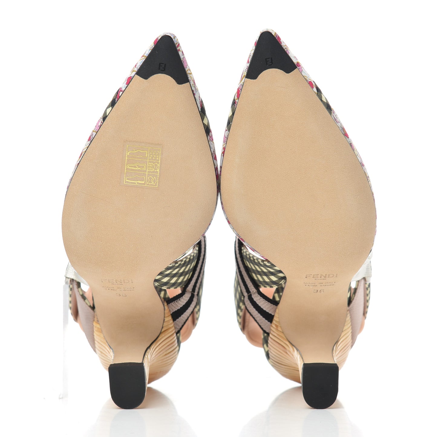 Cotton Printed Colibri Slingback Mid-Heel Pumps 36 Rosa Multi Black Crema