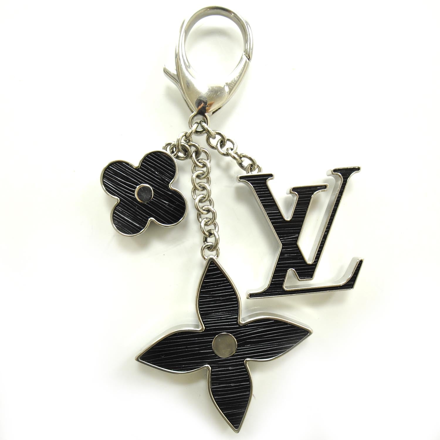 Louis Vuitton Fleur d Epi Bag Charm Key Holder Black 1 of 3