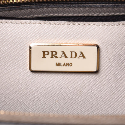 Prada Saffiano Lux Colorblock Medium Galleria Double Zip Tote Black Talco 6 of 16
