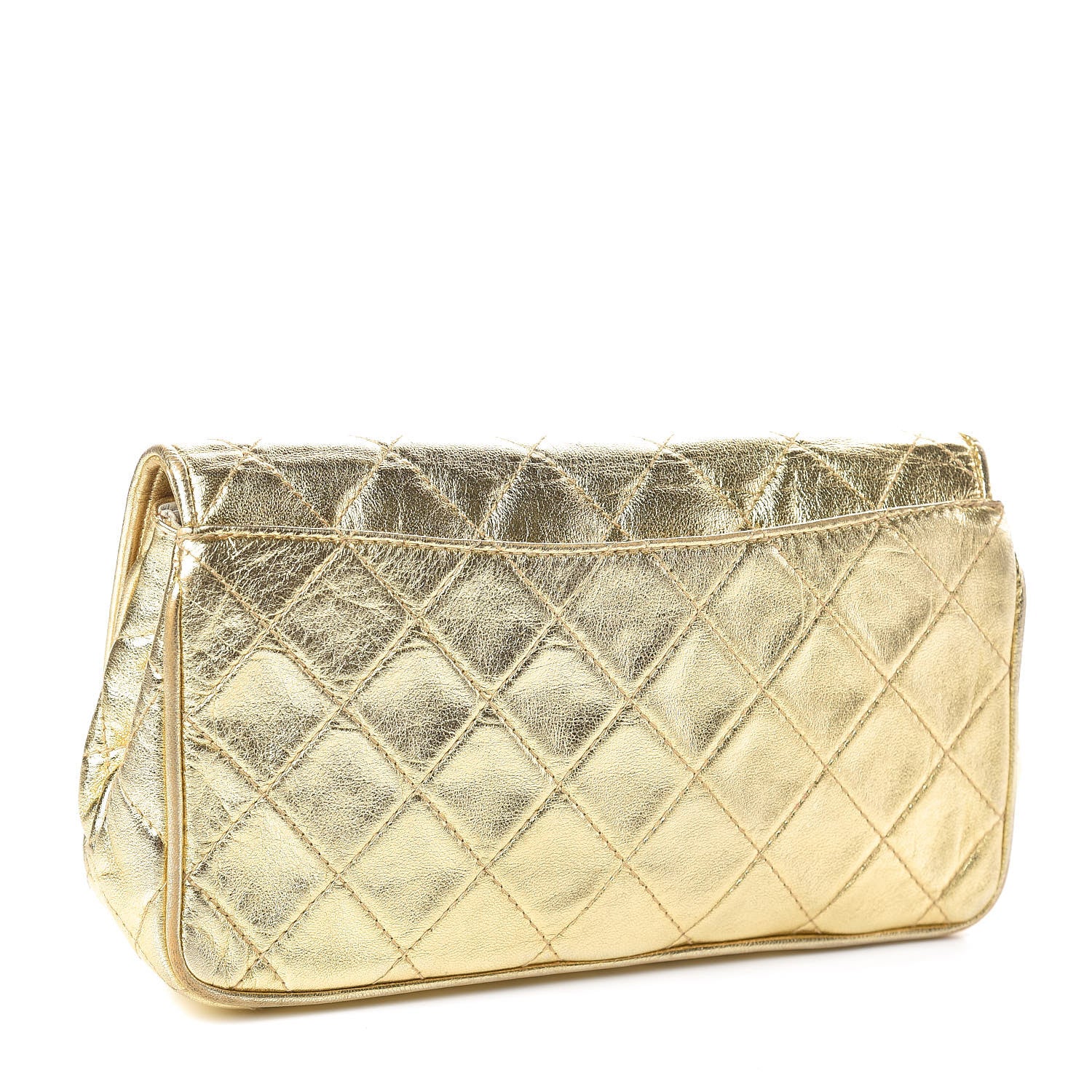 Chanel Lambskin Quilted Tassel Clutch Gold 3 of 15