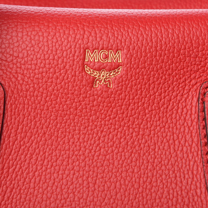 MCM Grained Calfskin Medium Milla Tote Red 6 of 9