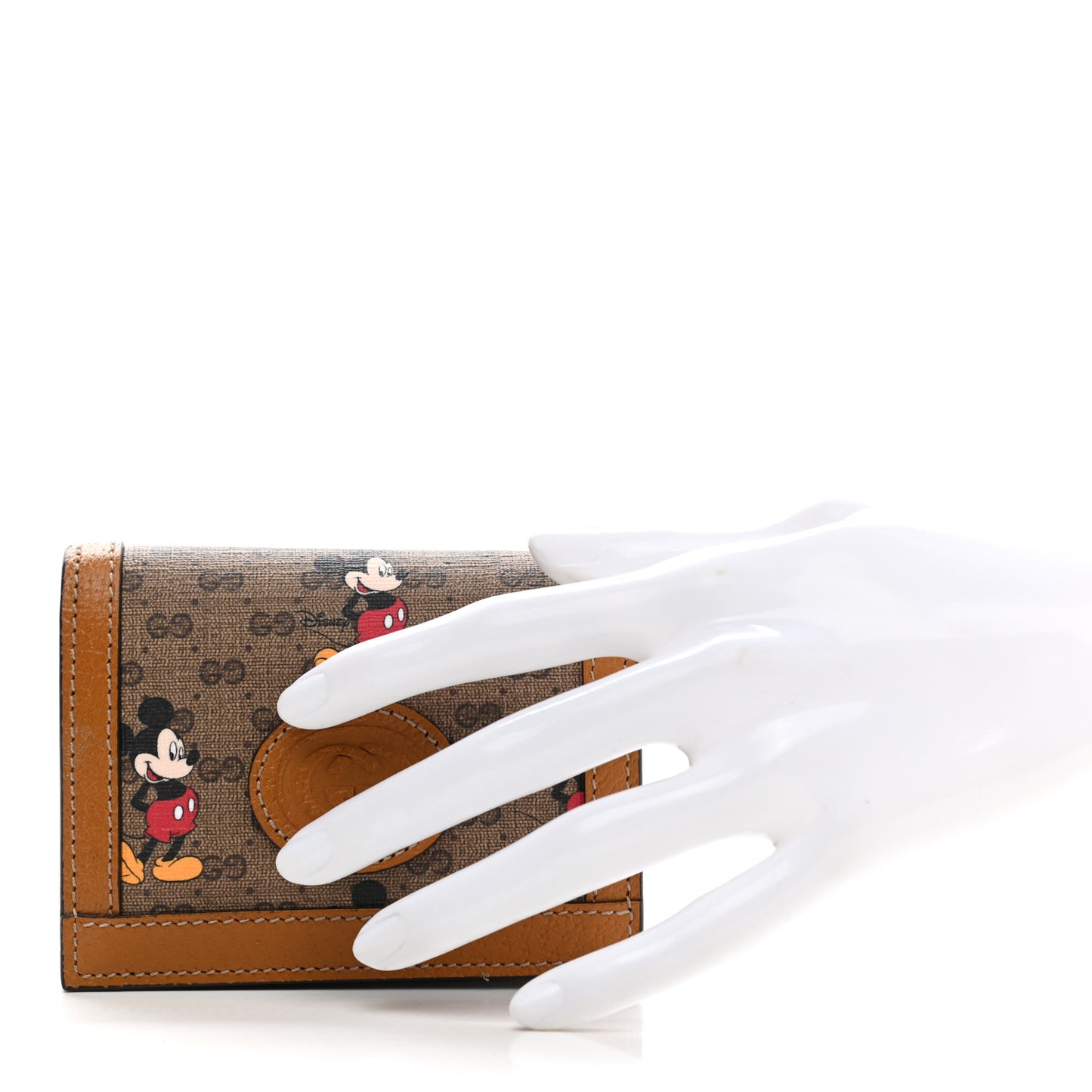 X DISNEY Mini Vintage GG Supreme Monogram Mickey Mouse Card Holder Wallet Beige Vintage Sun Oil
