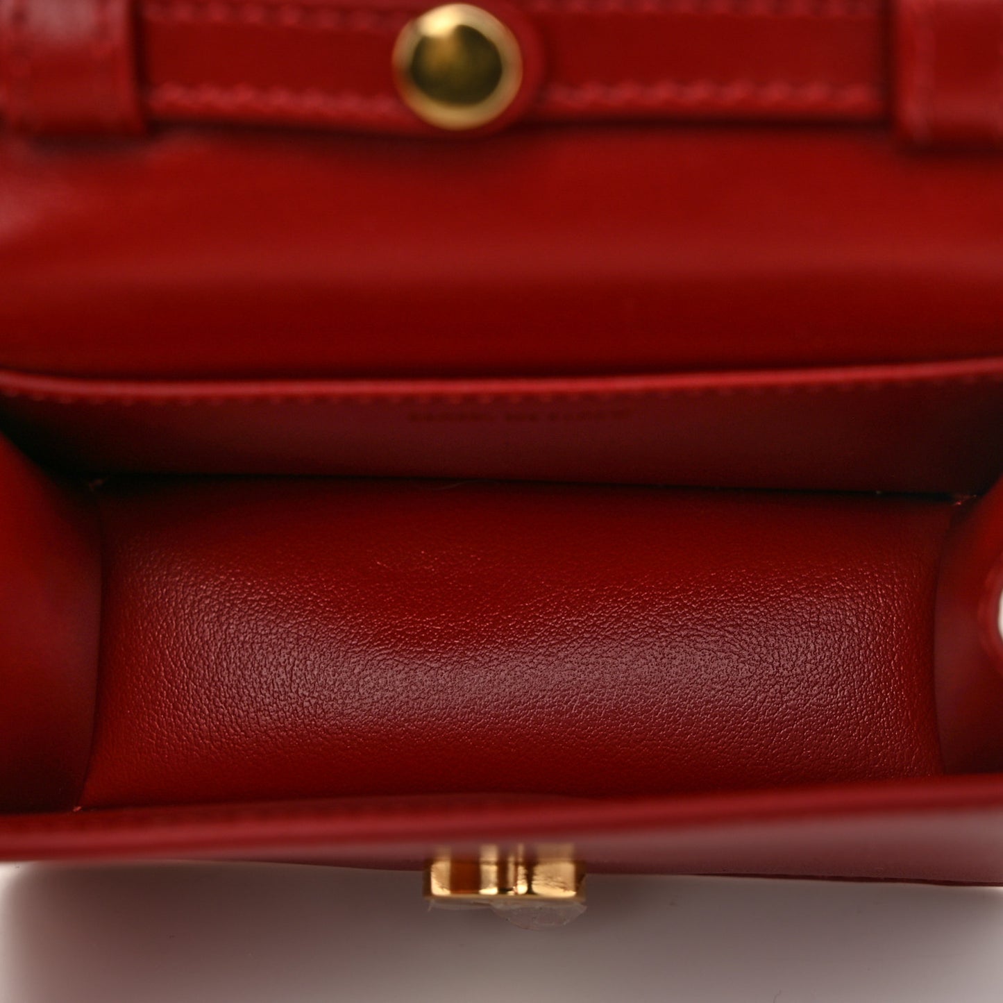 Shiny Calfskin Triomphe Card Holder on Chain Velvet Red