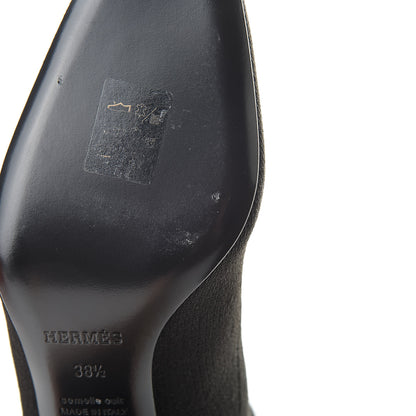 Hermes Knit Calfskin Volver Ankle Boots 38.5 Black 9 of 12