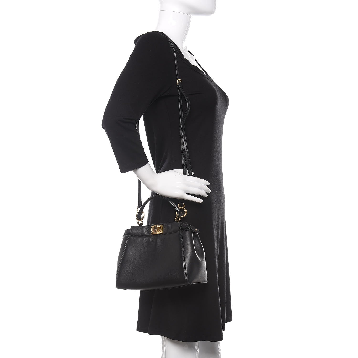 Fendi Nappa Mini Peekaboo Iconic Satchel Black 2 of 10