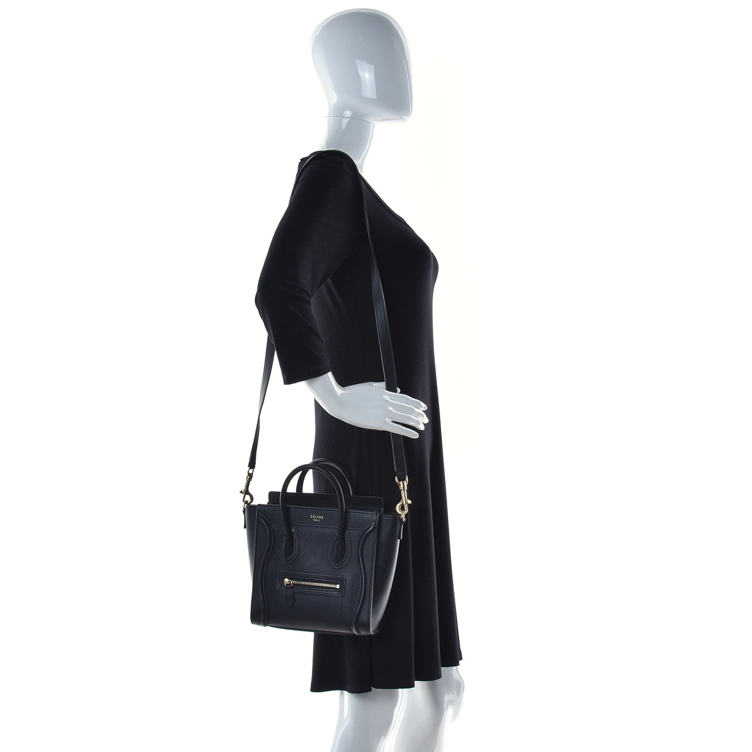 Celine Smooth Calfskin Nano Luggage Black 2 of 8