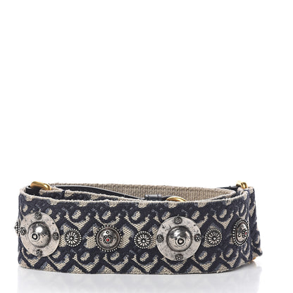 Christian Dior Oblique Studded Shoulder Strap Blue 2 of 3