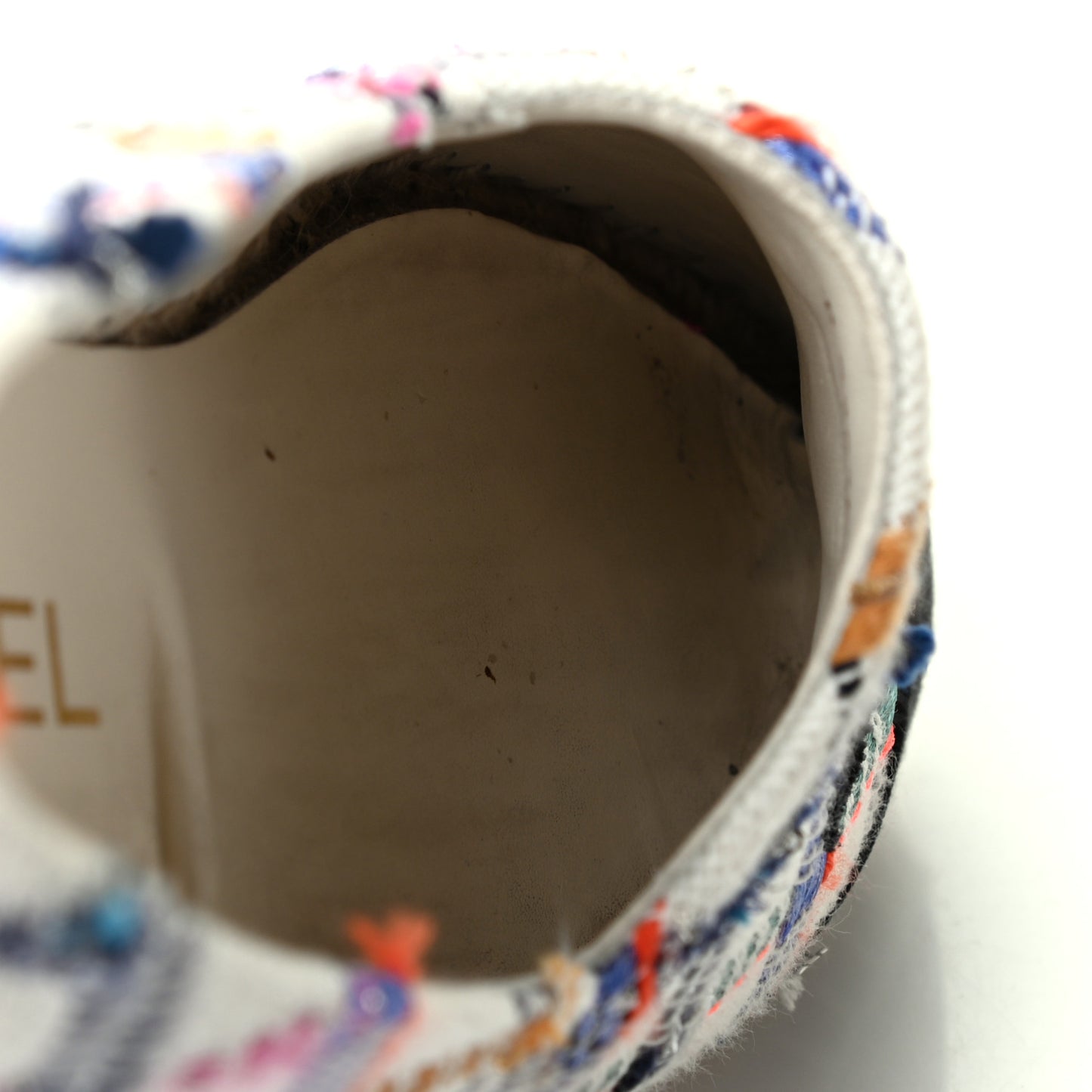 Tweed Grosgrain CC Espadrilles 35 White Blue Pink Green Black