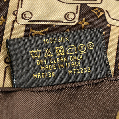 Louis Vuitton Silk Monogram Trunks Square Scarf Marroon 6 of 6