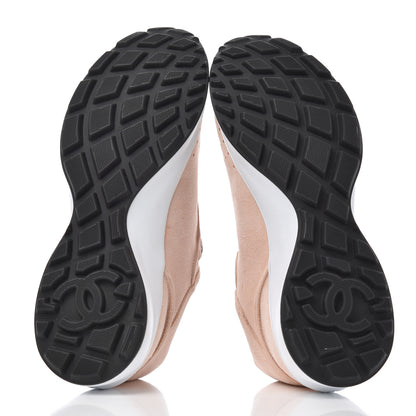 Chanel Suede Goatskin CC Sneakers 38 Light Pink 5 of 9