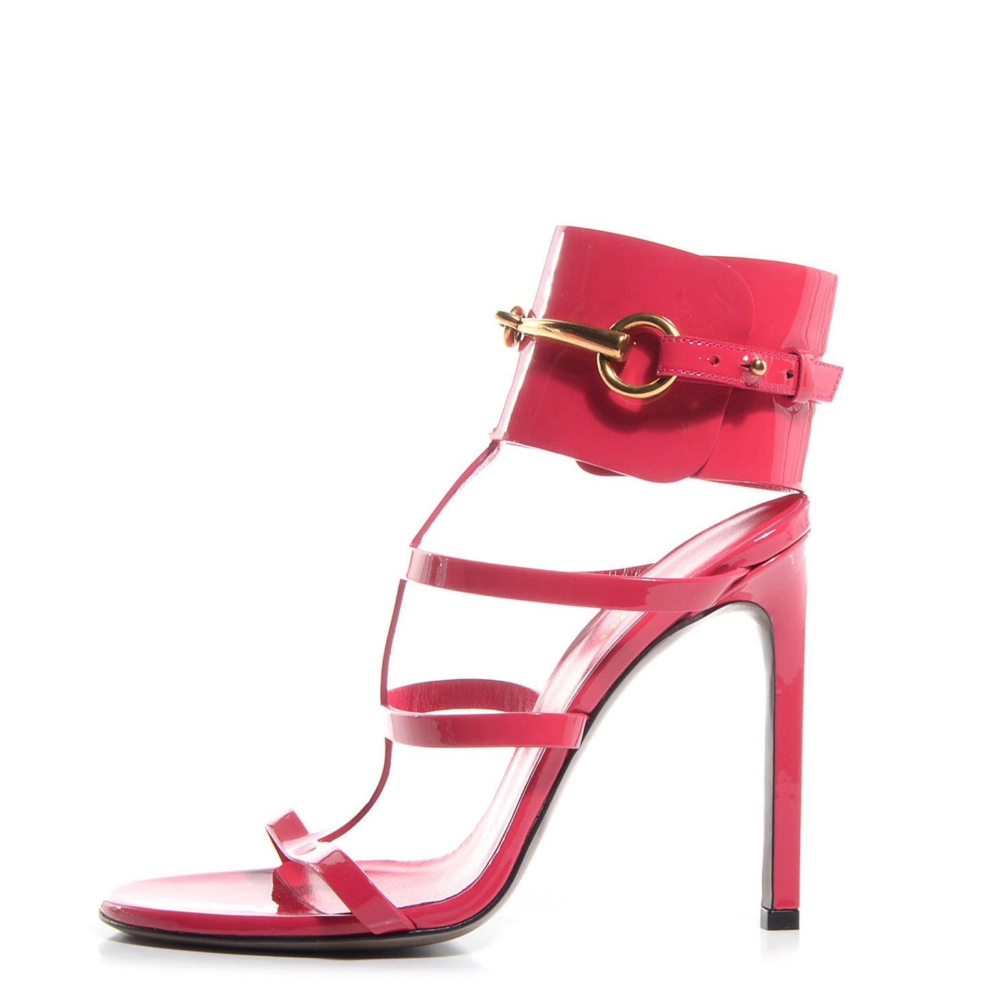 Patent Bright Bit Ankle Cuff Sandals 36 Shocking Pink