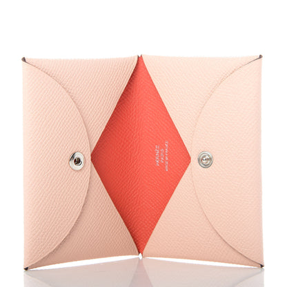 Hermes Epsom Verso Calvi Card Case Rose Sakura Rose Azalee 5 of 6