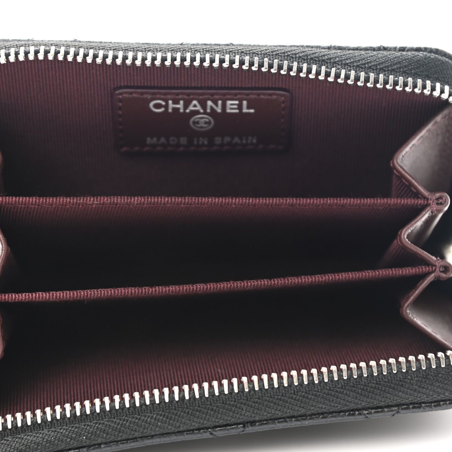 Caviar Quilted Zip Coin Purse Black