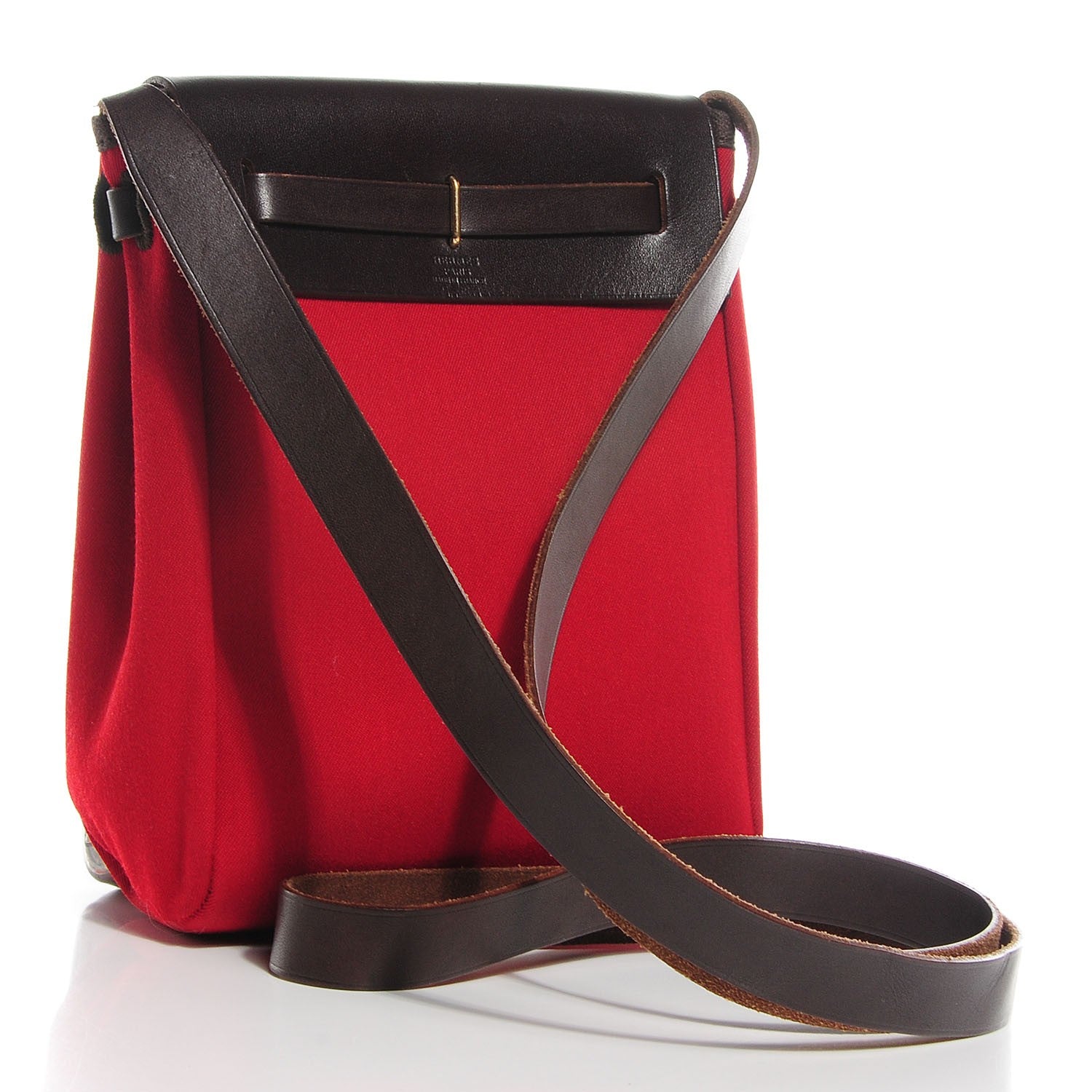Hermes Vache Calfskin Toile Herbag TPM Red Orange 3 of 9