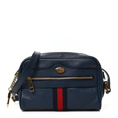 Gucci Textured Calfskin Web Mini Ophidia Shoulder Bag Blue Agata 1 of 9