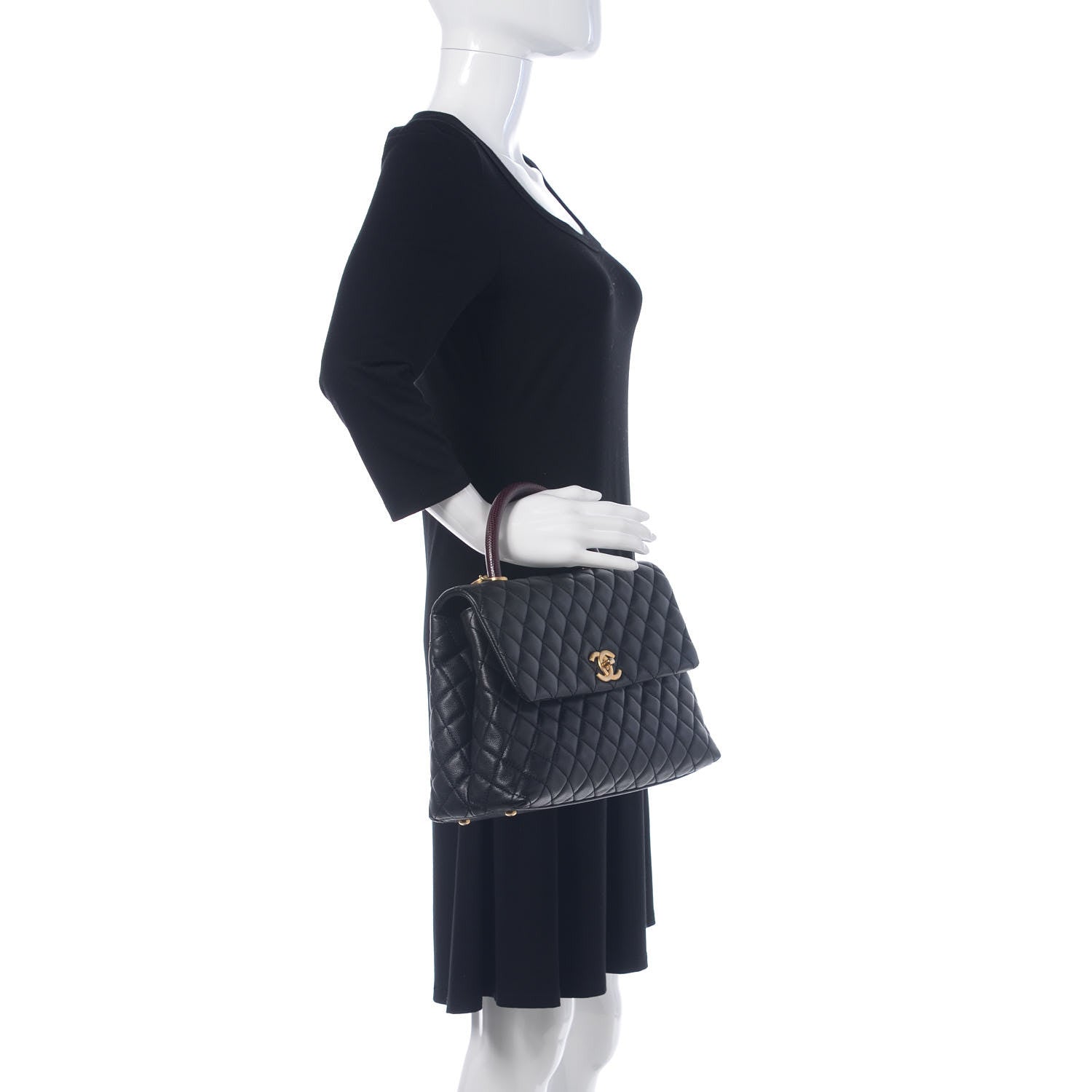 Chanel Caviar Lizard Quilted Medium Coco Handle Flap Black 2 of 11