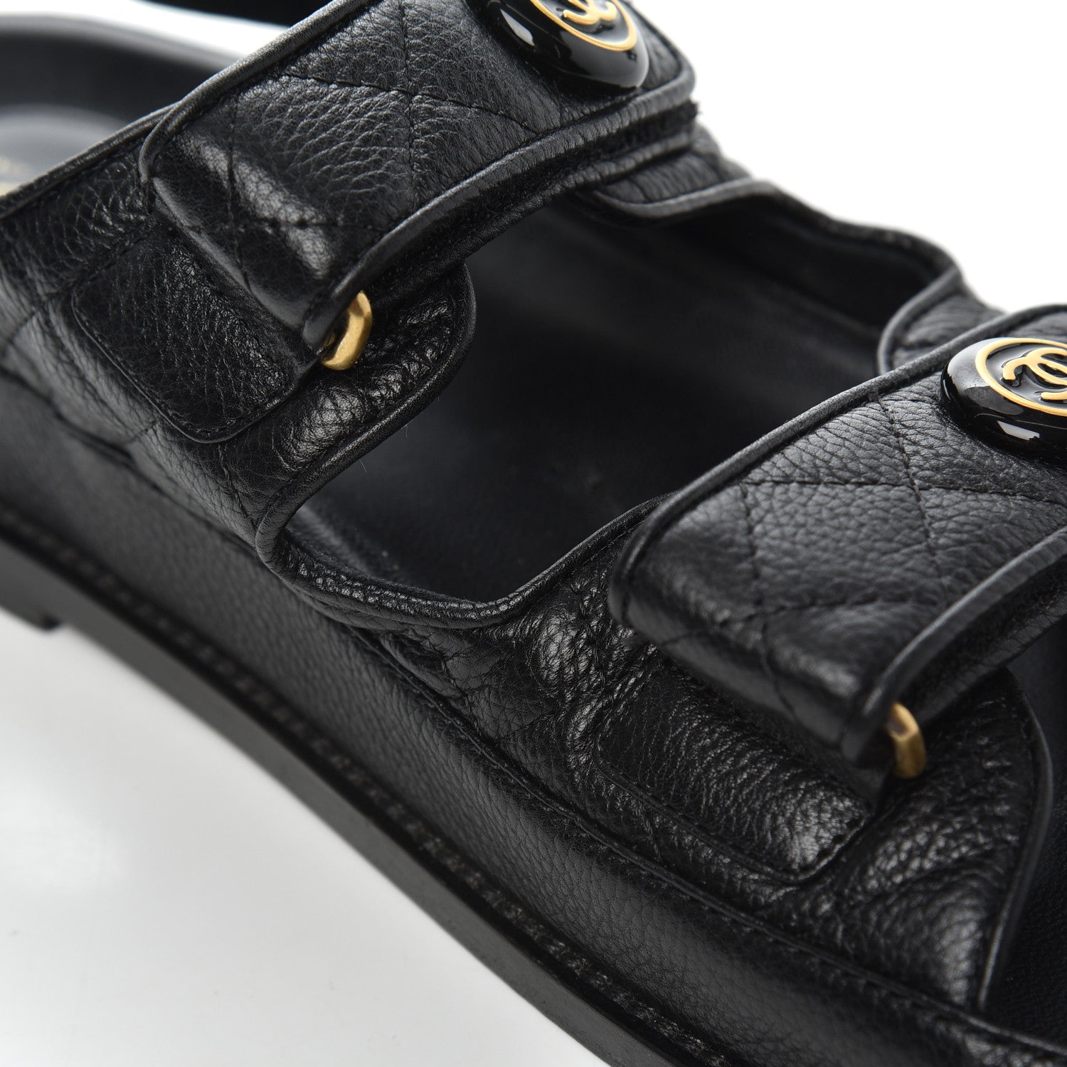 Chanel Grained Calfskin Velcro Dad Sandals 38 Black 21 of 23
