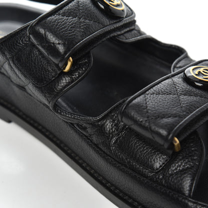 Chanel Grained Calfskin Velcro Dad Sandals 38 Black 21 of 23