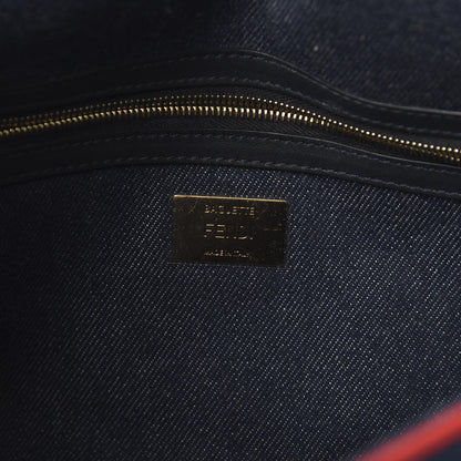 Fendi Denim Large Baguette Blue Rosso 5 of 9