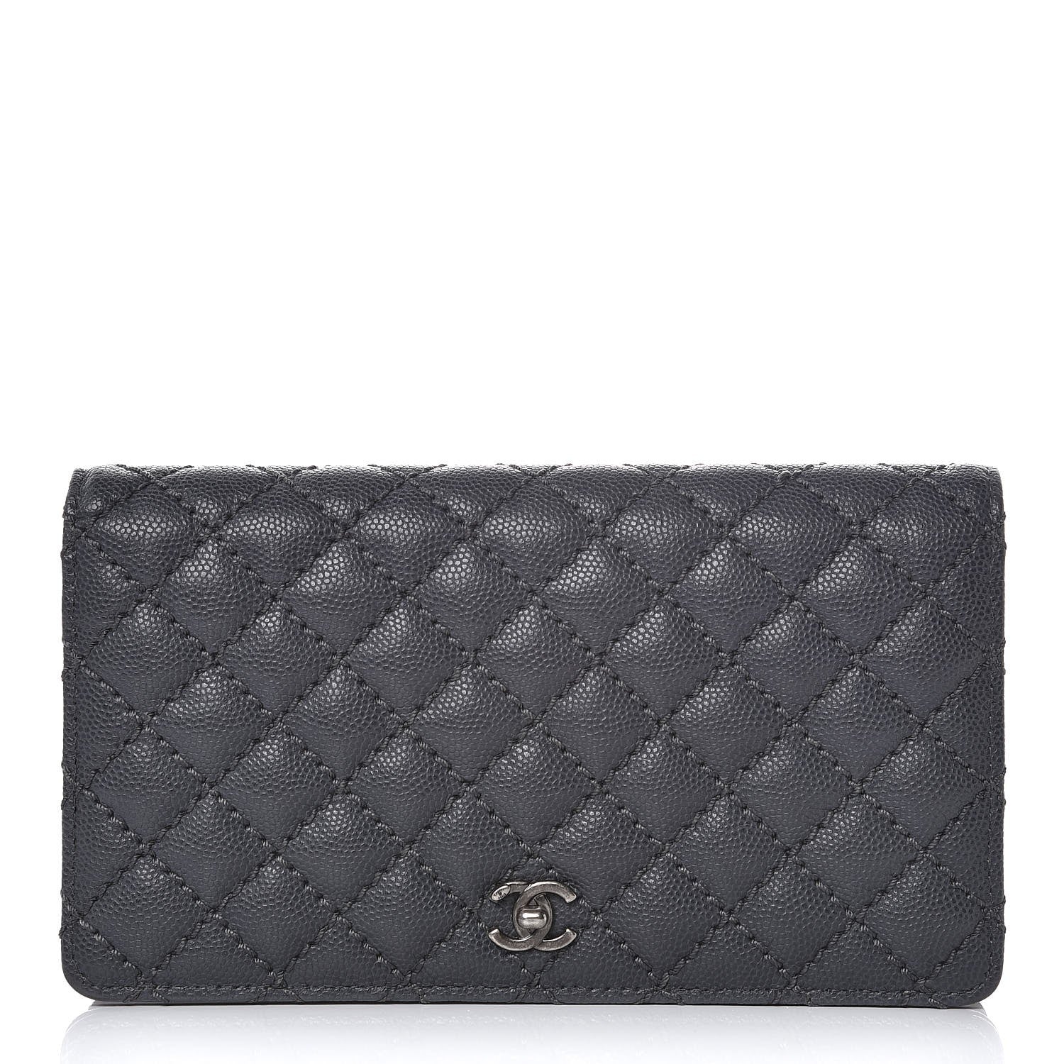 Chanel Caviar Micro Quilted Yen Wallet Grey 1 of 8