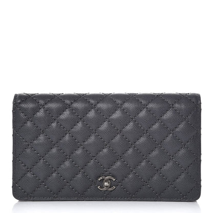 Chanel Caviar Micro Quilted Yen Wallet Grey 1 of 8