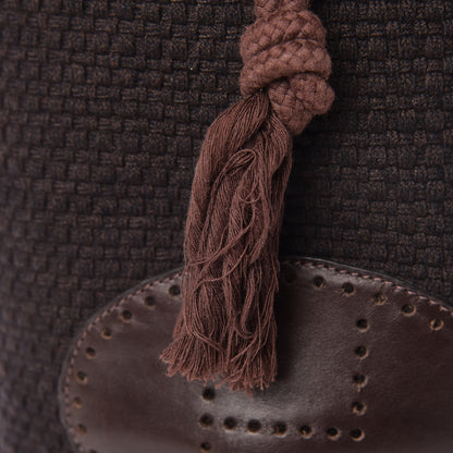 Hermes Canvas Knit Drawstring Bag Brown 11 of 11