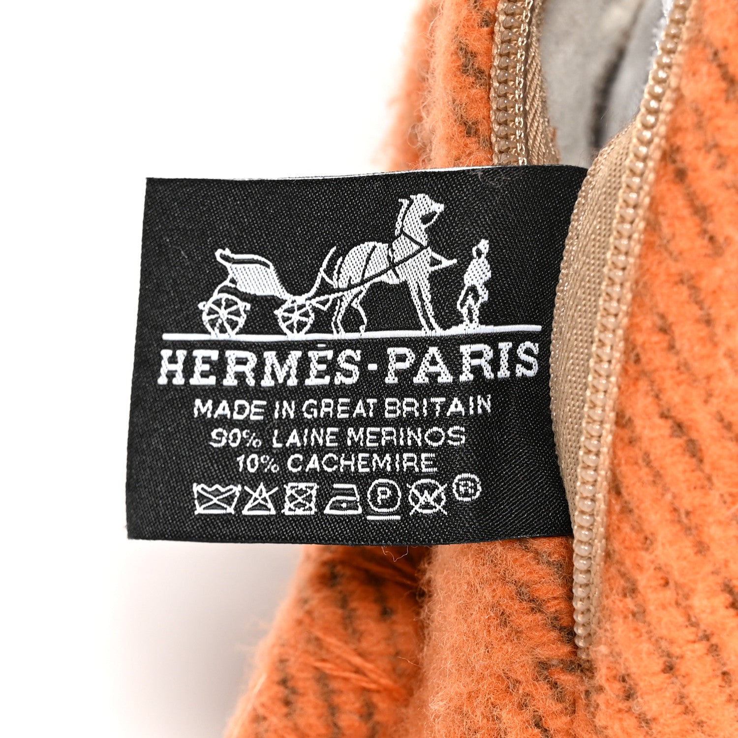 Hermes Wool Cashmere Avalon Pillow PM Ecru Potiron 3 of 3