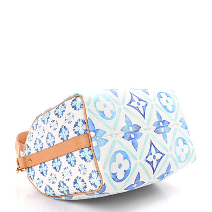 Louis Vuitton Monogram Tiles By The Pool Speedy Bandouliere 25 Lagoon Blue 4 of 12