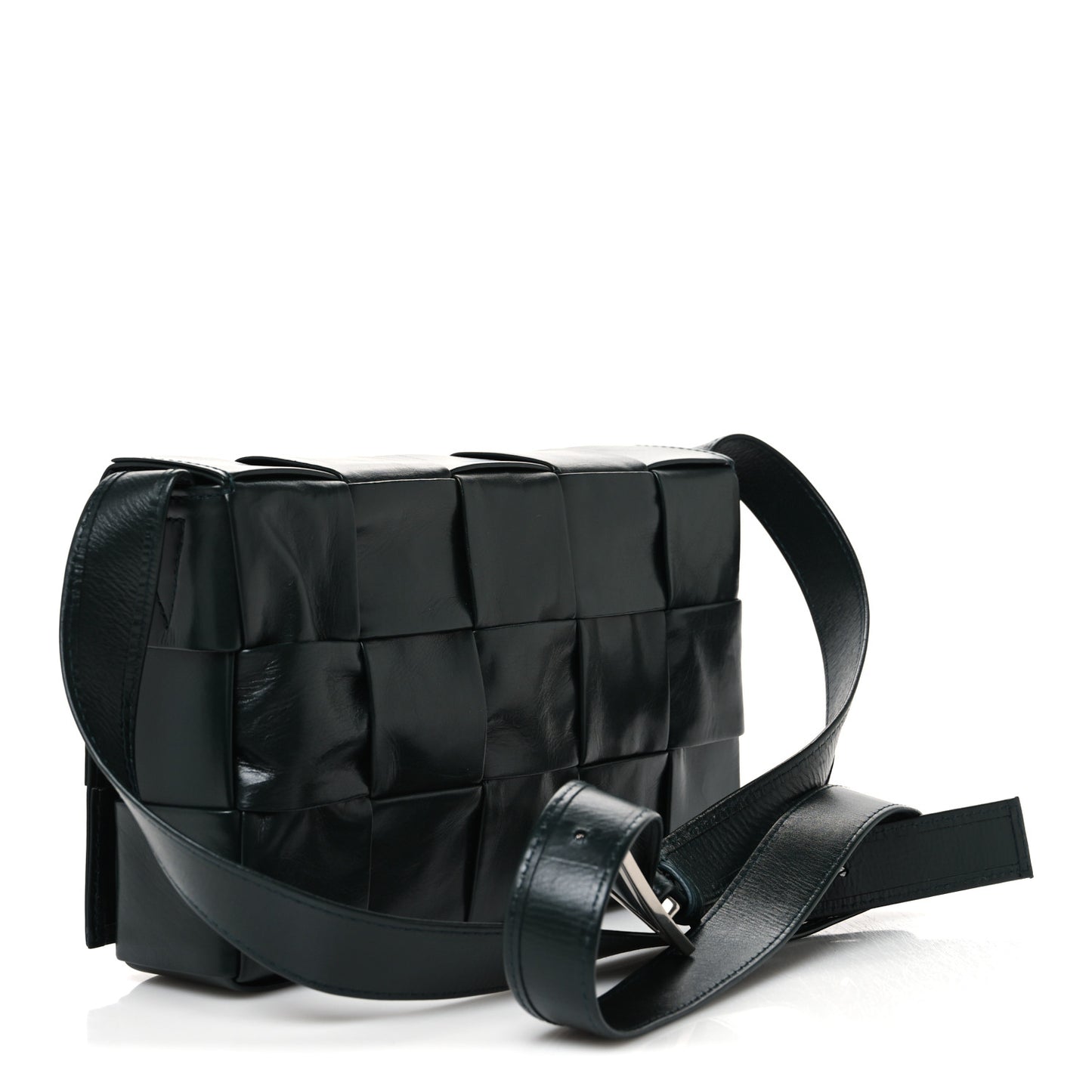 Paper Calfskin Maxi Intreccio Cassette Crossbody Bag Inkwell
