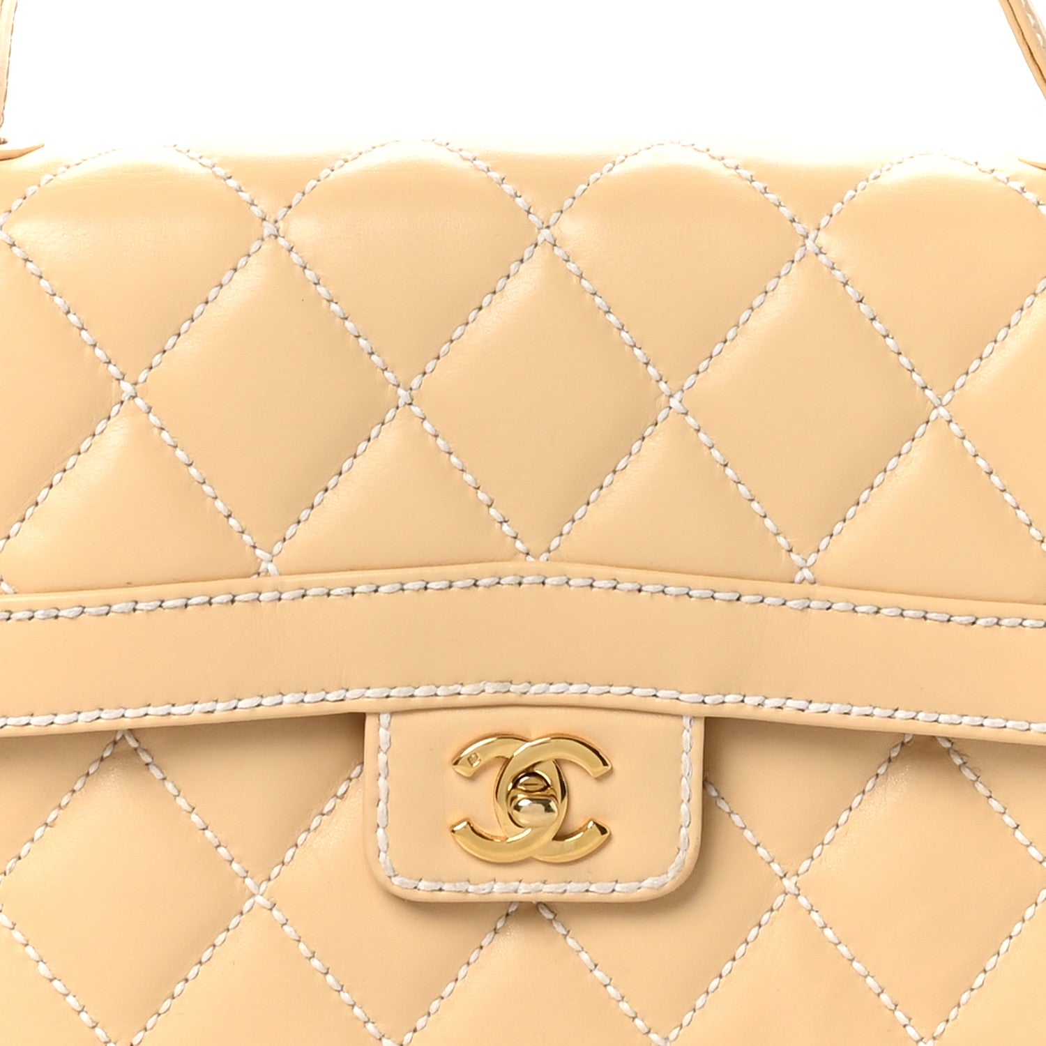 Chanel Calfskin Quilted Wild Stitch Large Flap Beige 8 of 11