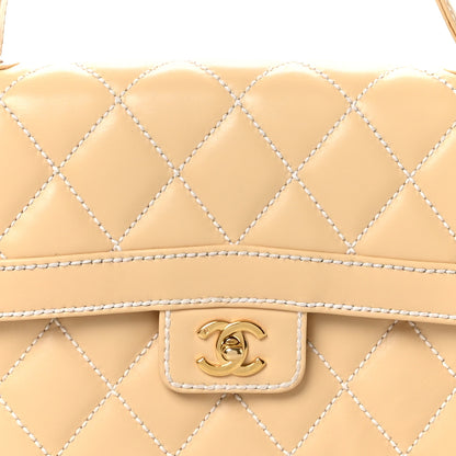 Chanel Calfskin Quilted Wild Stitch Large Flap Beige 8 of 11