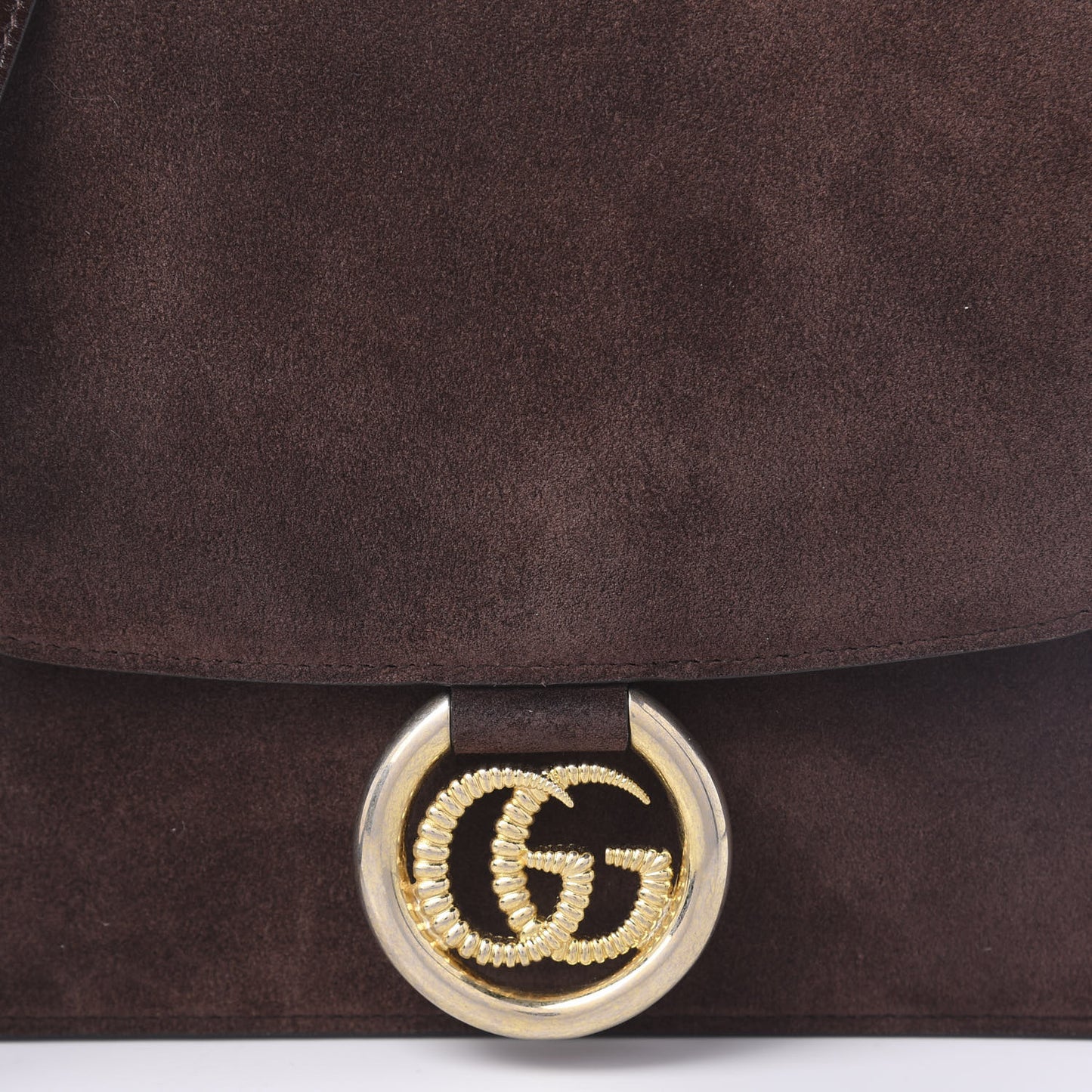 Suede Small Torchon GG Ring Shoulder Bag Reflex Brown