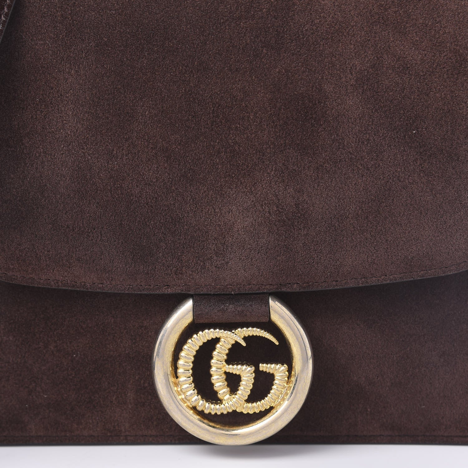 Gucci Suede Small Torchon GG Ring Shoulder Bag Reflex Brown 10 of 11