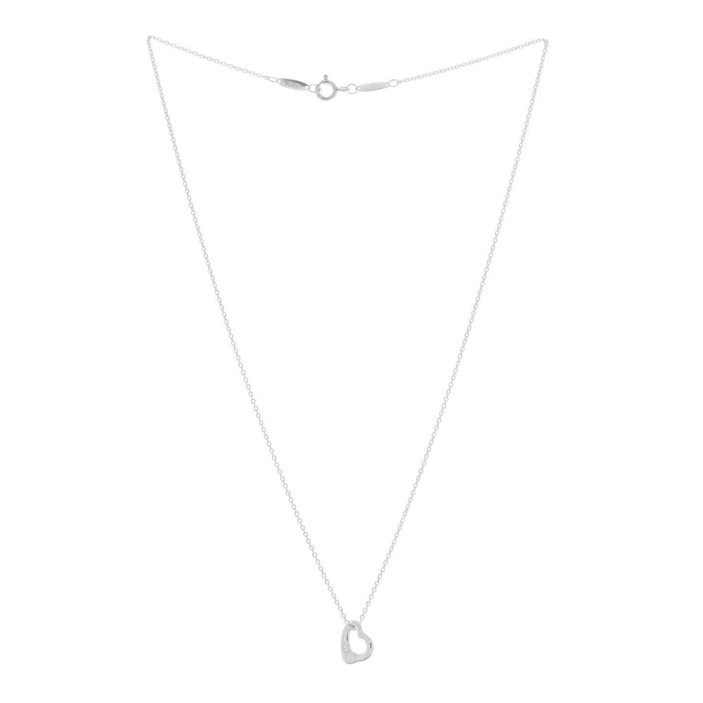 Sterling Silver 11mm Elsa Peretti Open Heart Pendant Necklace