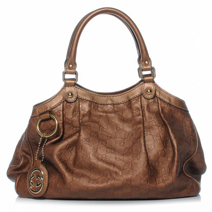 Gucci Metallic Guccissima Medium Sukey Tote Bronze 1 of 7