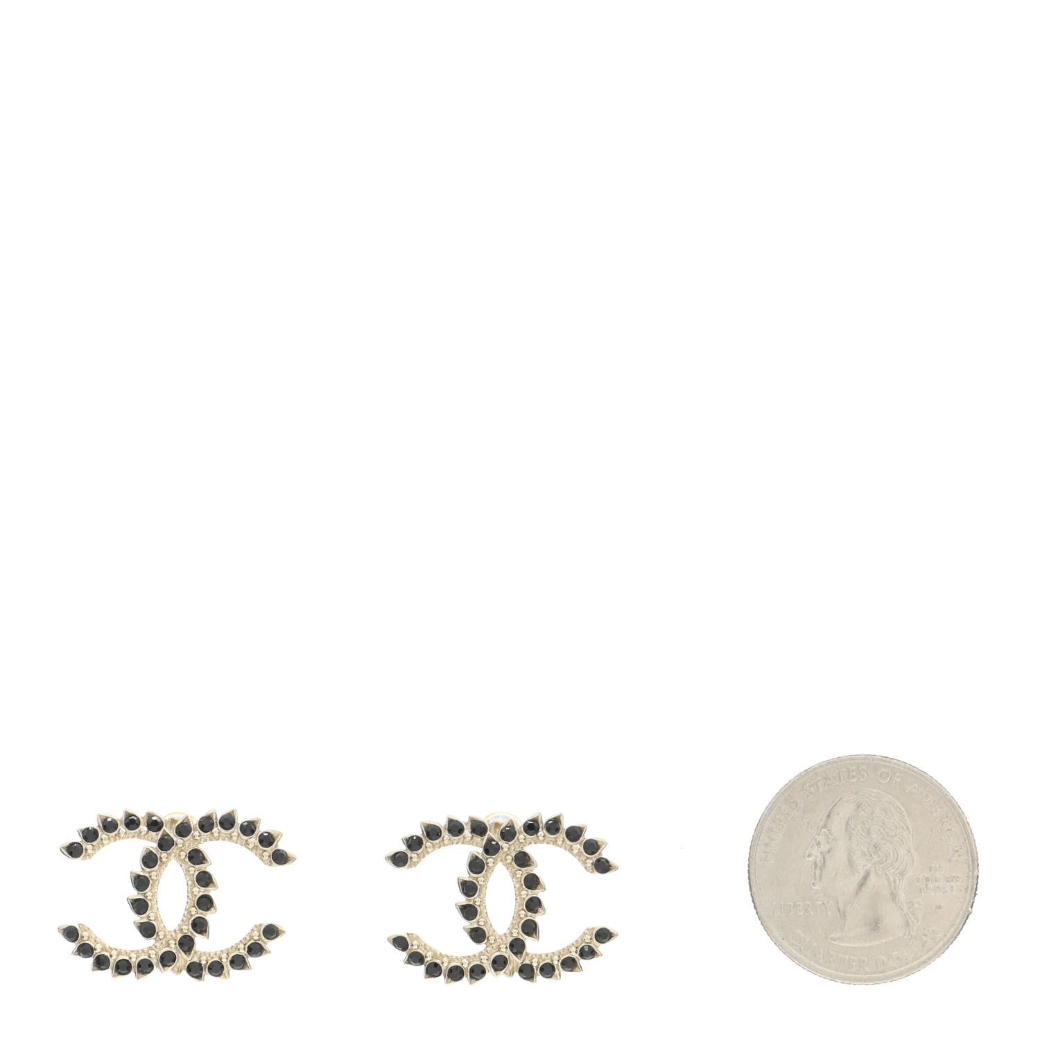 Chanel Strass Crystal Dazzling Wheat CC Earrings Black Gold 2 of 5