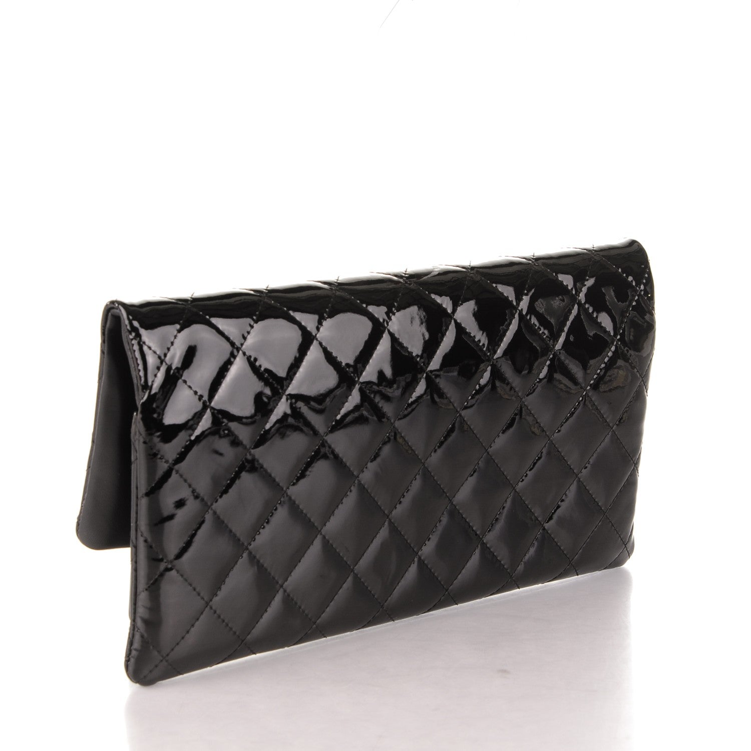 Chanel Patent Calfskin Quilted Beauty CC Clutch Black 3 of 7