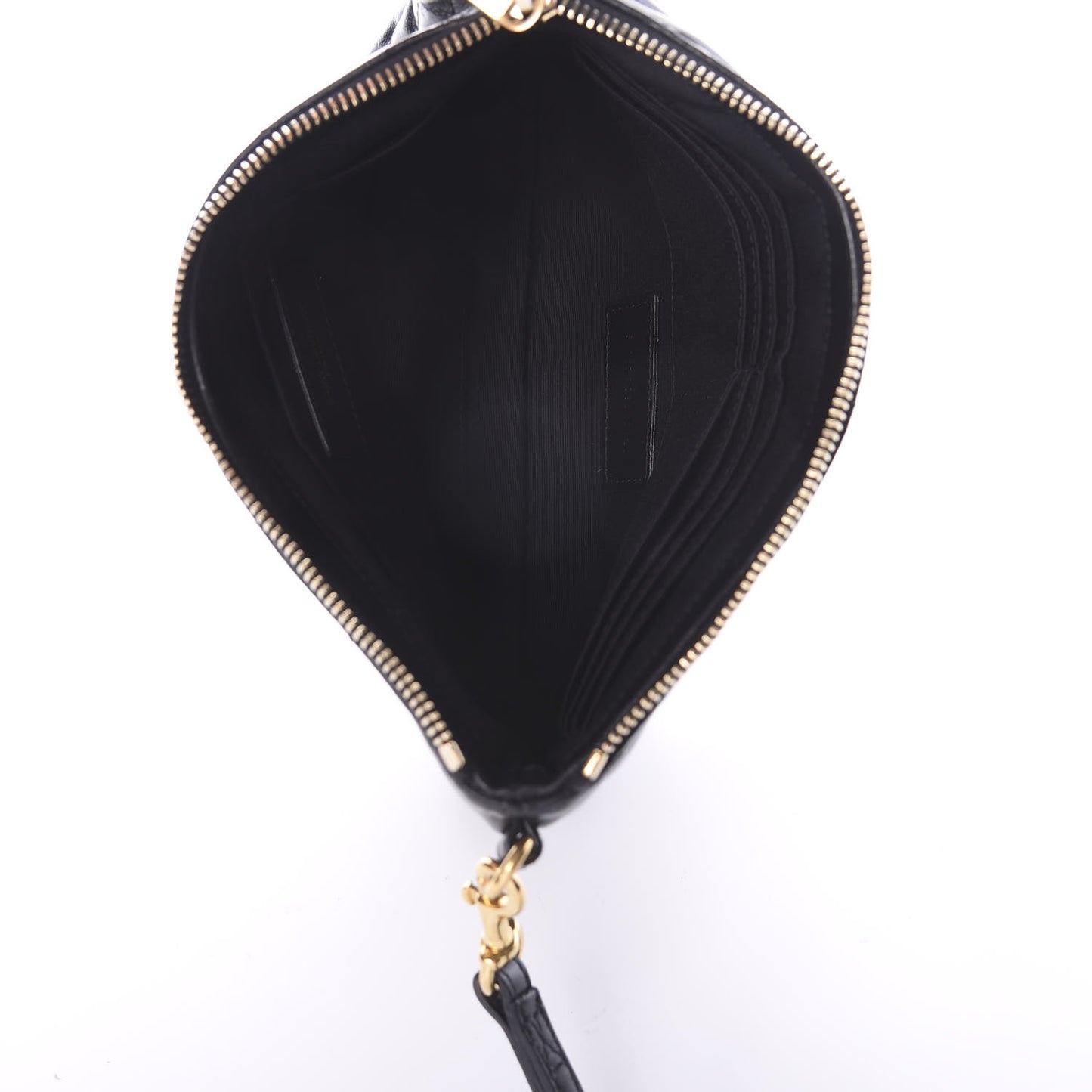 Calfskin Matelasse Chevron Monogram A5 Wristlet Black