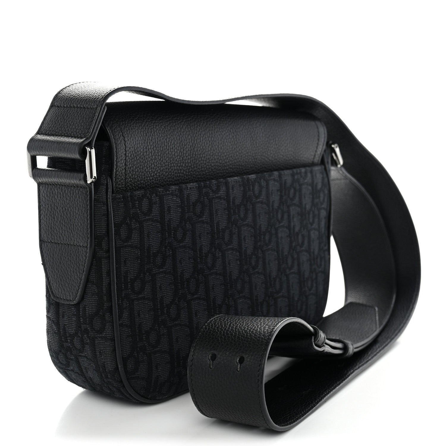 Christian Dior Grained Calfskin Oblique Mini Saddle Messenger Black 3 of 11