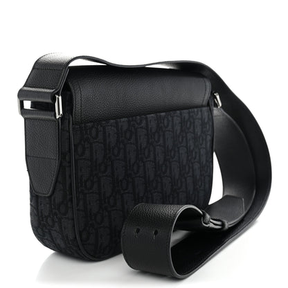 Christian Dior Grained Calfskin Oblique Mini Saddle Messenger Black 3 of 11