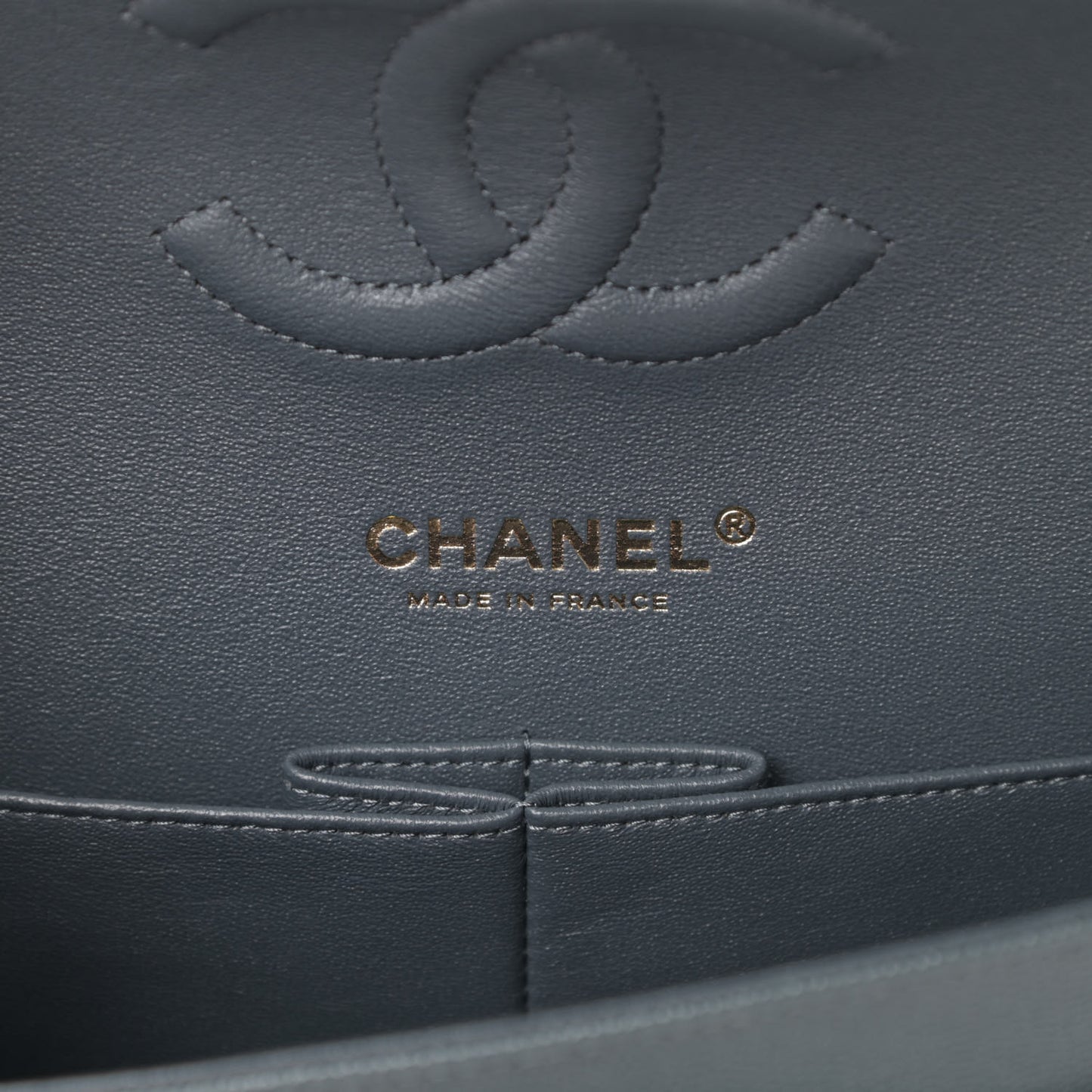 Caviar Quilted Medium Double Flap Dark Grey