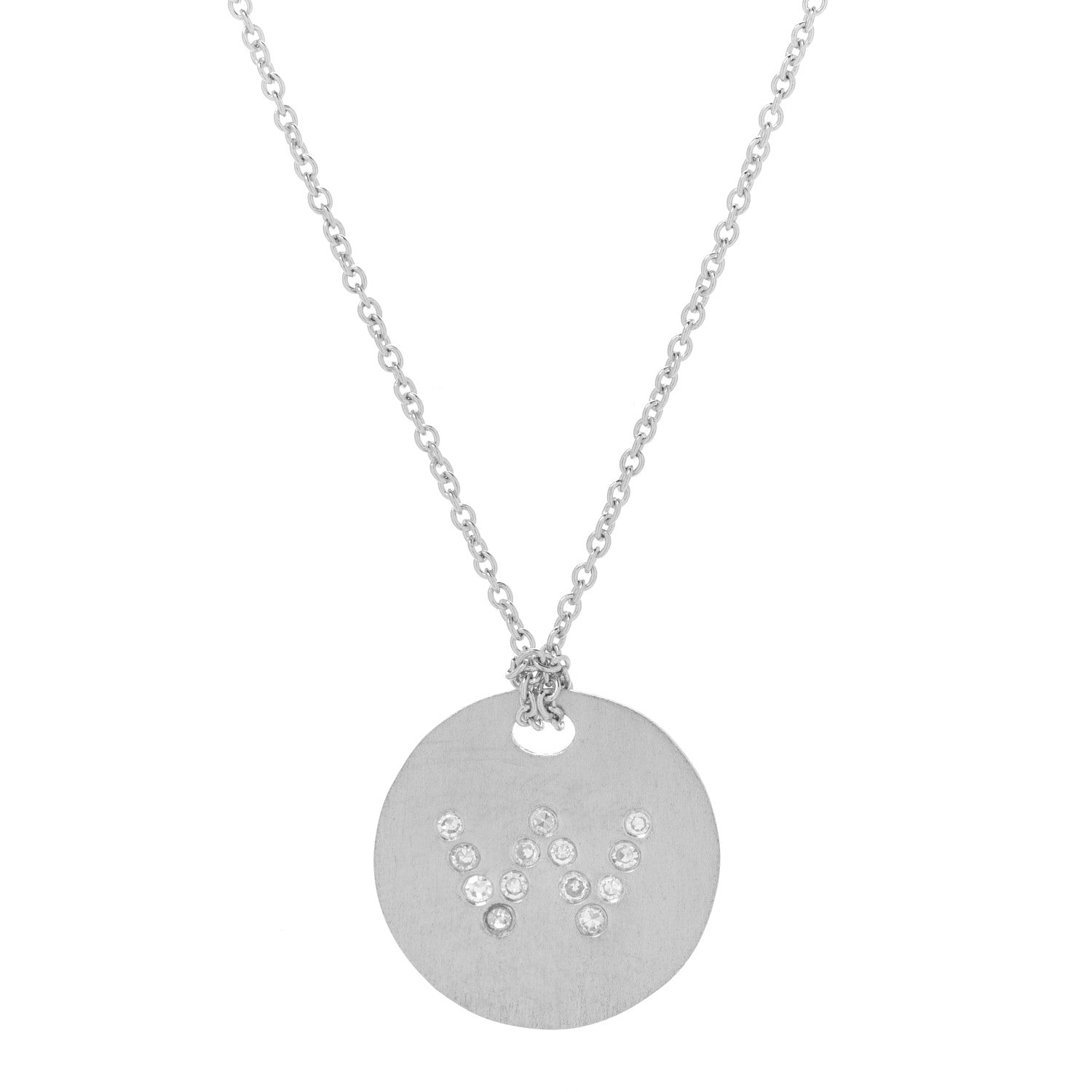 Roberto Coin 18K White Gold Diamond Tiny Treasures Initial W Pendant Necklace 4 of 7