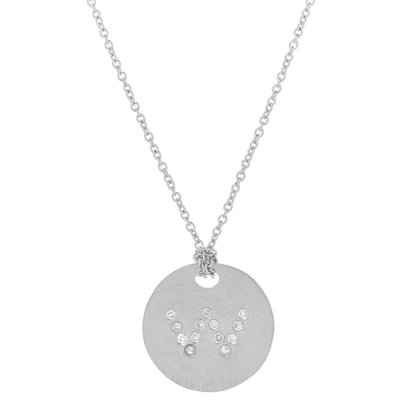 Roberto Coin 18K White Gold Diamond Tiny Treasures Initial W Pendant Necklace 4 of 7