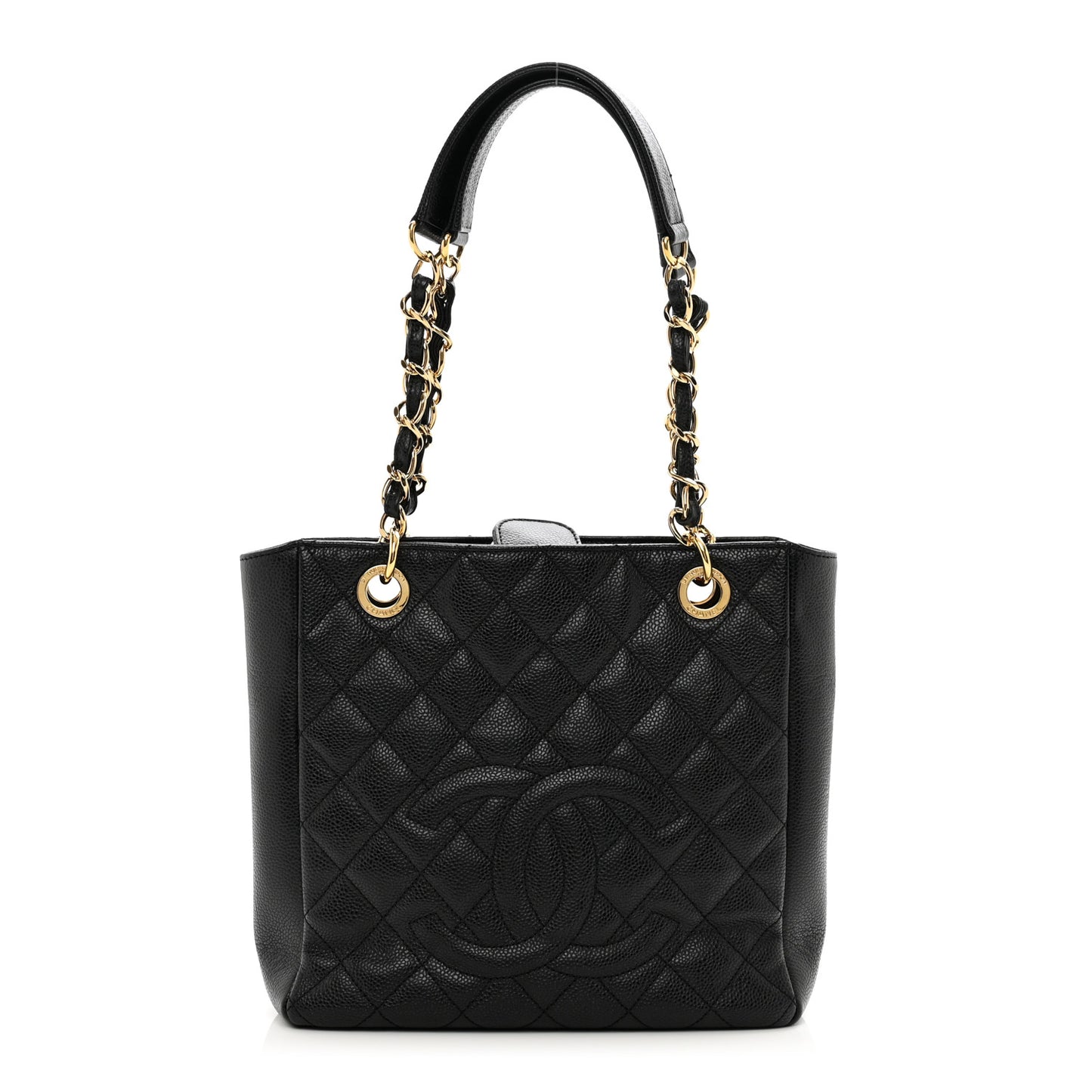 Caviar Quilted Petit Shopping Tote PST Black