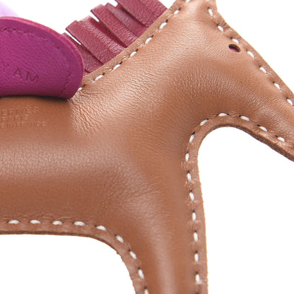 Hermes Milo Lambskin Grigri Rodeo Horse Bag Charm PM Sesame Grenat Rose Poupre 4 of 4