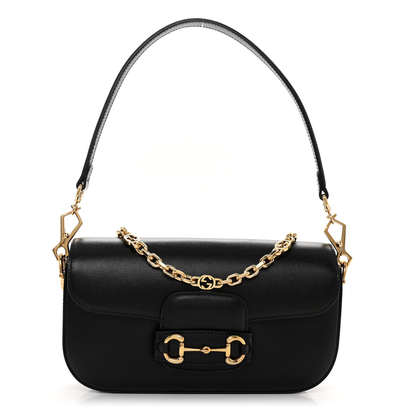 Azalea Calfskin Small Horsebit 1955 Chain Shoulder Bag Black