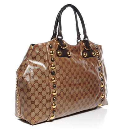 Gucci Crystal Monogram Large Babouska Tote Brown 3 of 7