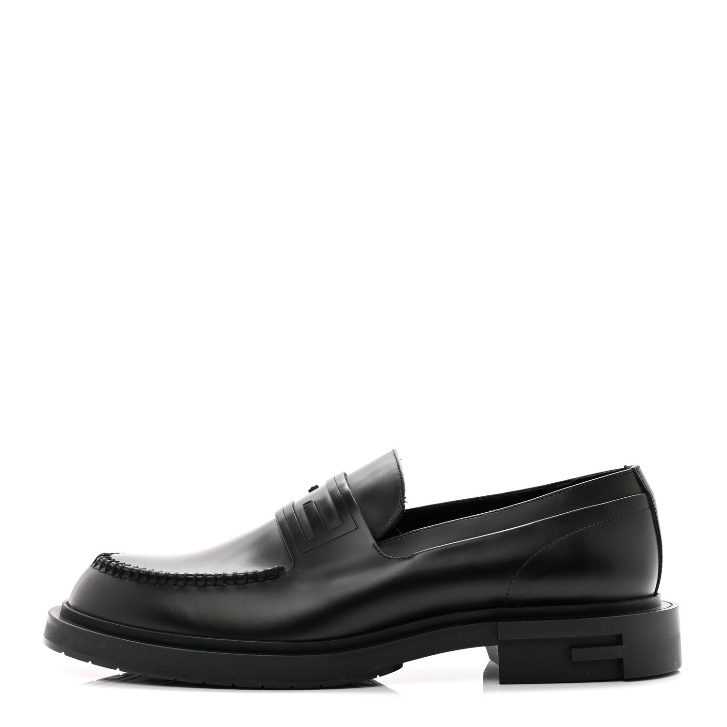 Fendi Vitello Abrasivato Mens Frame Loafers 8 Black 1 of 10