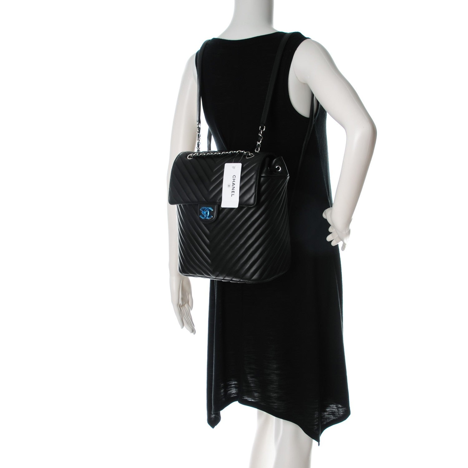 Chanel Calfskin Chevron Quilted Large Urban Spirit Backpack Black 2 of 8
