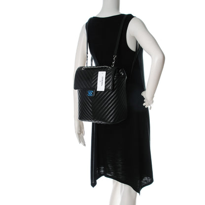 Chanel Calfskin Chevron Quilted Large Urban Spirit Backpack Black 2 of 8
